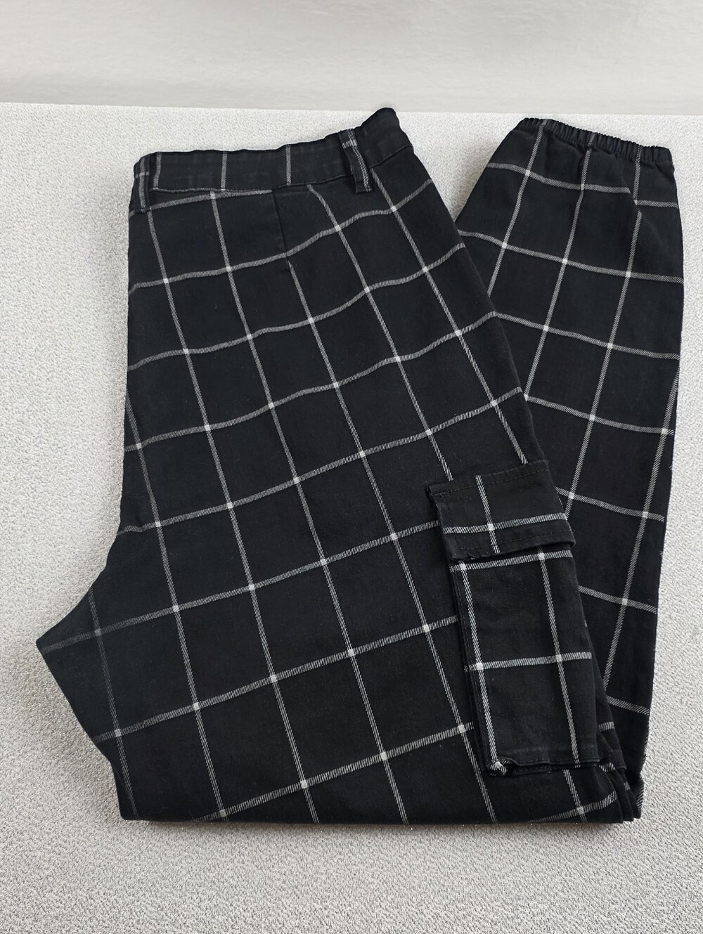 Hot Topic Windowpane Cargo Jogger Pants Black Women's 2X